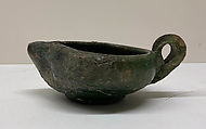 Lamp, Earthenware; red body under green glaze